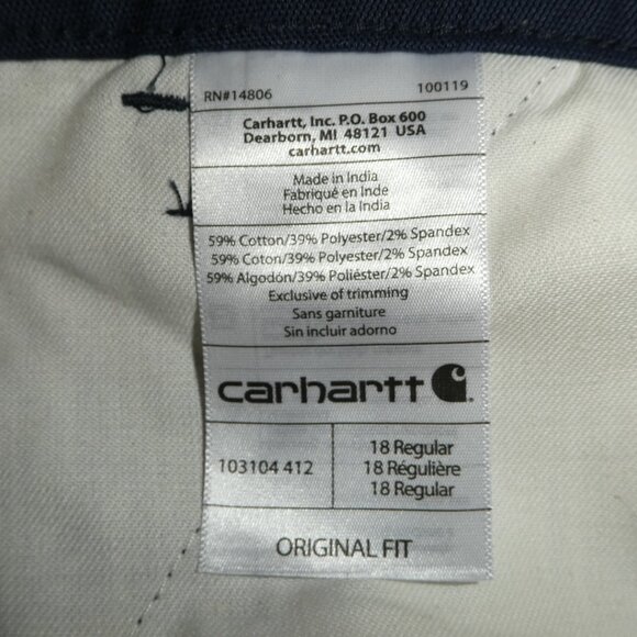 Carhartt Womens Rugged Professional Loose Fit Stretch Canvas Trousers - Navy - Picture 6 of 12